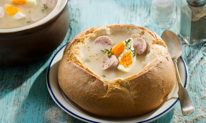 SOUR SOUP SERVED IN A BREAD BOWL